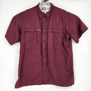GameGuard Shirt Mens XL Vented Button Down Fishing Short Sleeve Maroon